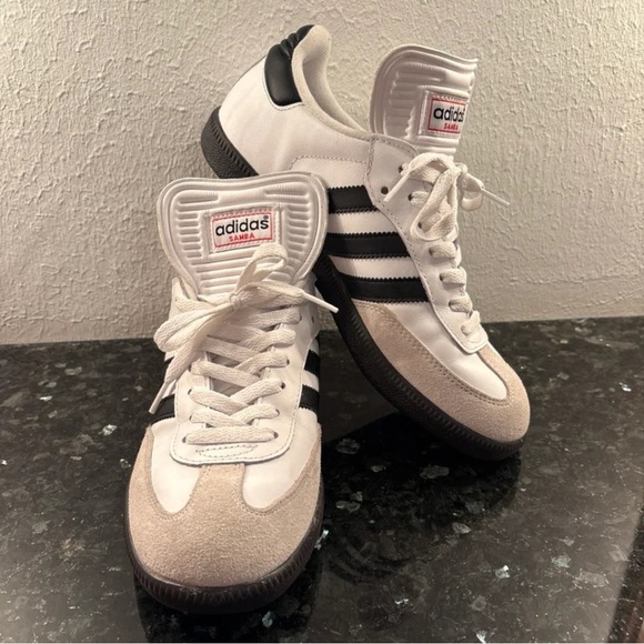 adidas Other - Adidas Samba White Black Stripes Gray Suede Sneakers Mens 7.5